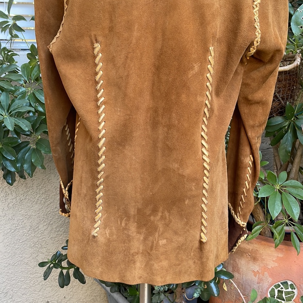 Vintage 60’s multicolored tool made and hand made brushed suede/leather jacket - Picture 12 of 13